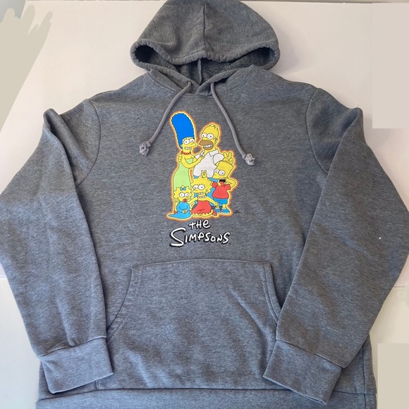 THE SIMPSONS  Old Navy Gray Hoodie Size L Unisex Graphic Sweatshirt - Picture 2 of 10